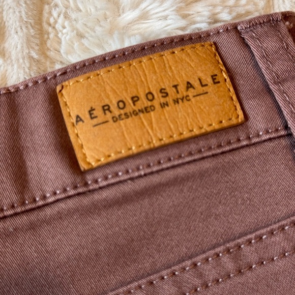 NWT Aeropostale shorts high waisted midi size 8 plum color stretch denim - Picture 6 of 7